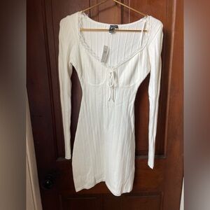 Windsor women's small long sleeve white bodycon sweater dress NWT